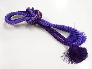 リサイクル　正絹　振袖用手組帯締め（紫）